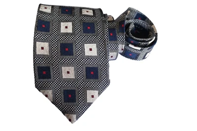 CANALI 男式领带灰色/几何宽度:3.7/8 英寸长:59 — 第 1/3 张图片