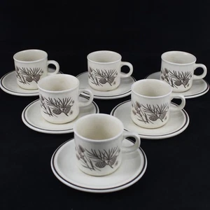 Set Of Coffee Tea Mugs Ceramic W.H. Grindley Model Pinewood C.1970 England - Picture 1 of 5