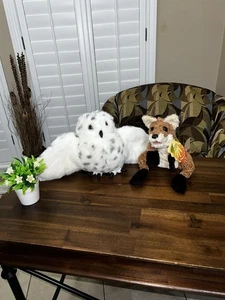 VTG FOLKMANIS PLUSH FULL BODY CRAFTY FOX And Owl PUPPET Lot - Picture 1 of 9