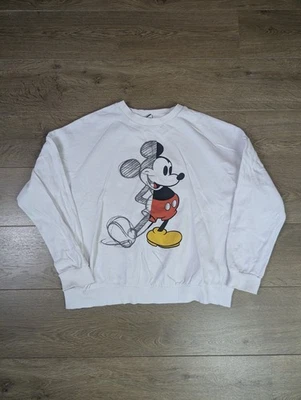 Disney George Mickey Mouse Sweatshirt Crewneck Big Graphic Sketch White L 16-18 - Image 1 of 4