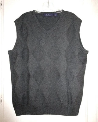 ALAN FLUSSER GRAY COTTON ARGYLE SWEATER VEST Size L - Image 1 of 4
