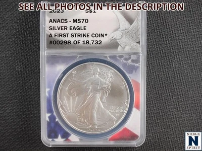 NobleSpirit (ME) 2023 Eagle Silver Dollar First Strike ANACS MS70 - Image 1 of 4