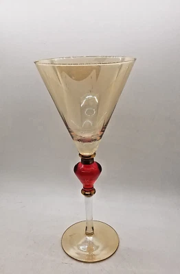 "Vaso alto ámbar brillo rojo joya Martini/cóctel 10"" de alto HERMOSO" Foto 1 de 4