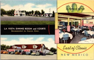CLOVIS, NEW MEXICO - LA VISTA ROADSIDE DINING ROOM & COURTS MOTEL - POSTCARD - Picture 1 of 2