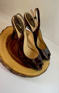 Cole Haan Schuhe Damen Schildkröte Schale Lackleder Slingback Absätze Größe 7,5 - Bild 1 von 5