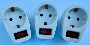 3 schaltbare Steckdosen mit Schalter Zwischenstecker Stecker Schuko Adapter - Bild 1 von 3