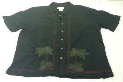 St766 Havana Jack's Cafe Black Hawaiian Button-Down Shirt XL - Image 1 of 4