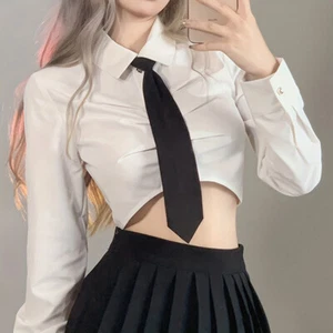 Women Solid Color Tie JK Uniform Shirt Tie Detachable All-match Easy Wear * - Picture 1 of 20