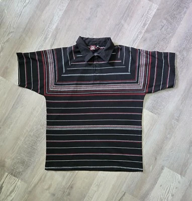 Camisetas polo Burnside para hombre talla mediana algodón manga corta rayas negras Foto 1 de 4