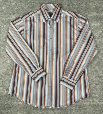 Camisa Johnston & Murphy Para Hombre XL Ajuste A Medida Multicolor Rayas Manga Larga Foto 1 de 4