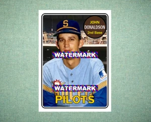 John Donaldson Seattle Pilots 1969 Stil individuelle Baseball Kunstkarte - Bild 1 von 2