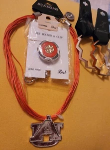 Auburn University Tigers Super Fan Jewelry Set Necklace Bracelets & Key Holder - Picture 1 of 13