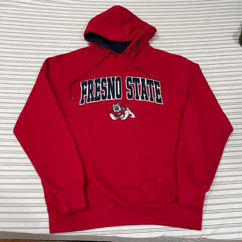 Stadium Athletics Fresno State Bulldogs Hoodie Sweatshirt Red Embroidered Large Cover