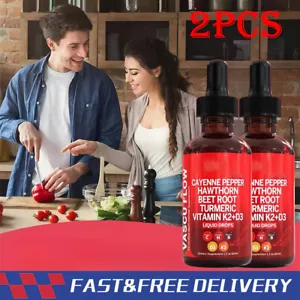 2PCS Cayenne Pepper Hawthorn Beet Root Turmeric Vitamin K2+D3 Liquid Drops - Picture 1 of 13