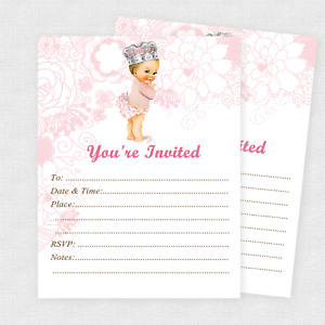 Princess Baby Shower Invitations First Birthday Party Decoration Tutu Set of 30