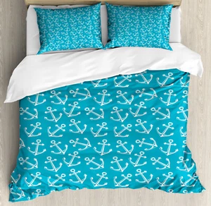 Anchor Duvet Cover Set with Pillow Shams Cruise Sail Travel Theme Print - Picture 1 of 8