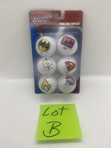 DC Justice League Symbols Pong Ball Set - Set of 6 Different Plastic Balls Lot B - Picture 1 of 9