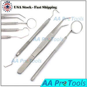 3 Pcs Dental Examination Kit Basic Hygiene Tweezer Mirror Explorer Cleaning Tool - Picture 1 of 7
