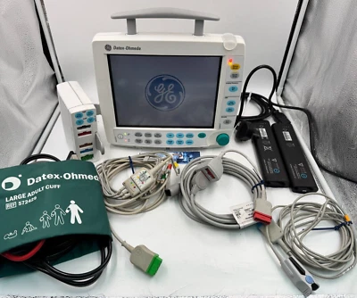 GE DATEX OHMEDA F-FM-00 PATIENT + E-PSMP-00 MODULE ECG EKG O2 SPO2 NIBP MONITOR - Image 1 of 4