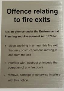 Fire Exit Sign Offence Relating To Fire Exits Environmental Planning Act - Picture 1 of 3