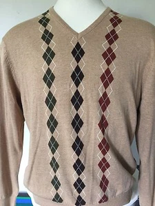 Mens TASSO ELLA Sz LARGE Long Sleeve Sweater CREWNECK CASHMERE COTTON TAN (467)* - Picture 1 of 6