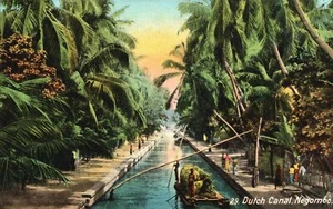 Vintage Postcard Dutch Canal Transportation Route Negombo Sri Lanka - Picture 1 of 2