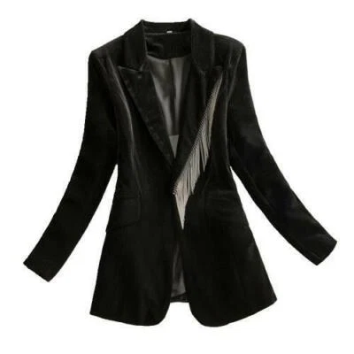 Кисточки женщин бархата блейзеры одна кнопка куртка OL пальто Slim Fit шикарный официальный - Изображение 1 из 4