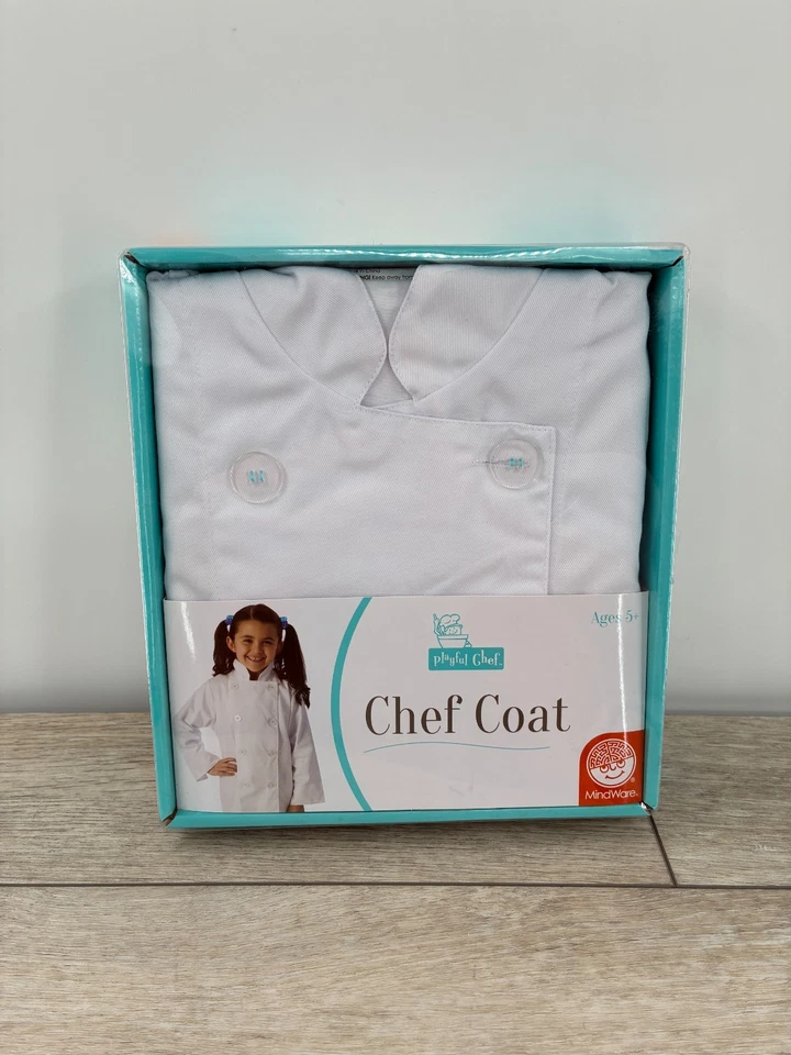 MindWare Chef Brincalhão Casaco Branco Vestir Fantasia Cozinheiros Camisa Para Crianças Menina Menino - Imagem 1 de 4