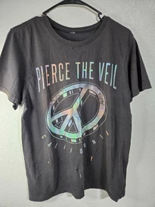Pierce the Veil T-Shirt Herren Größe Large California Peace Symbol Distressed Metal - Bild 1 von 12