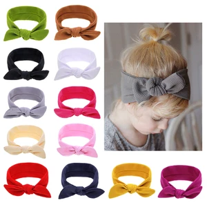 6 PCS Baby Infant Girl Cotton Knitted Bowknot Elastic Headband Stretch Hair Band - Picture 1 of 20