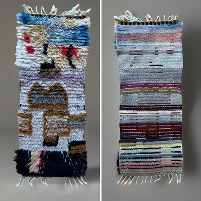 "Colgador de pared de lana tejido a mano vintage peludo abstracto 25""" Foto 1 de 4