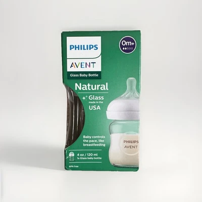 PHILIPS AVENT Biberón de Vidrio para Alimentación Bebé "Natural" 120 ml Tetinas en Forma de Pecho 4 Oz Foto 1 de 4