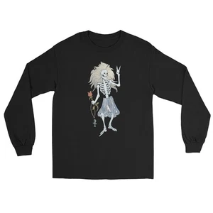 T-shirt manica lunga unisex Jerry Garcia Rosebud Skeleton Grateful Dead Gildan - Foto 1 di 11