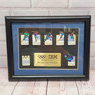 1998 IBM Nagano Olympic Winter Games 7-Pin Framed Set 1,500 Limited Edition  - Image 1 of 4