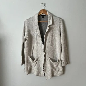 Cárdigan suéter ligero tejido texturizado gris Eileen Fisher para mujer talla M - Imagen 1 de 7