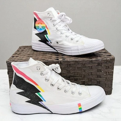 匡威 Converse Chuck Taylor Rainbow Pride 鞋 高帮运动鞋 女式 9 男式 7 码 — 第 1/4 张图片