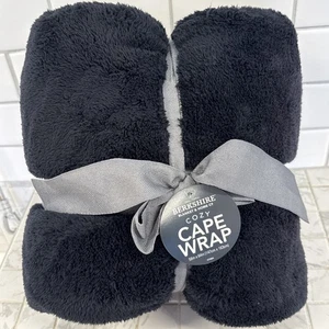 Berkshire Cozy Cape Wrap nero e accogliente 58" x 64" tasche indossabili - Foto 1 di 6