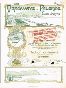 ITALY TRAMWAYS OF PALERMO stock certificate/bond - Picture 1 of 1