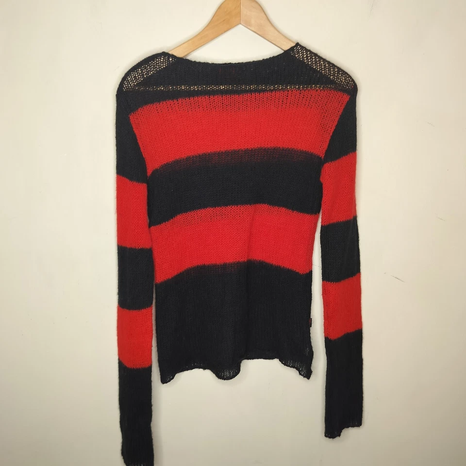 Suéter Tripp NYC Mezcla Mohair Rayas Mediano Grunge Punk Gótico Rojo Kurt Cobain Foto 1 de 4