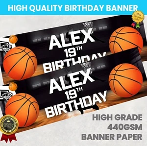 KORBBALL GEBURTSTAG BANNER PERSONALISIERT BELIEBIGER NAME FOTO PARTY BANNER MÄDCHEN JUNGE - Bild 1 von 5