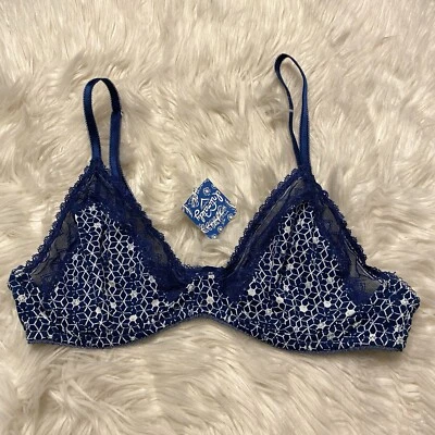 Sujetador Intimately By Free People 36C azul sin forro cierre trasero con aros NUEVO Foto 1 de 4