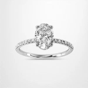 1.40 Ct Lab Grown Oval Cut IGI Certified Diamond Engagement Ring 18k White Gold - Picture 1 of 12