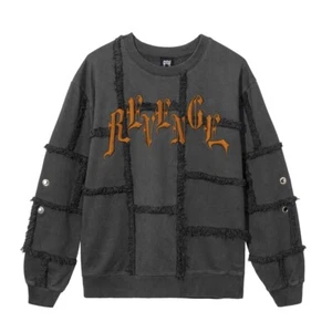 Revenge Patchwork Crewneck 2024 - Heavyweight Black Orange Sweatshirt Fast Ship - Picture 1 of 6
