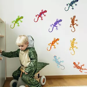 PLIGREAT 9 Pcs Colorful Gecko Wall Stickers, Peel and Stick Wall Decals, Remo... - Picture 1 of 7