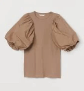 Blusa manga abullonada bronceada H&M talla M - Imagen 1 de 10