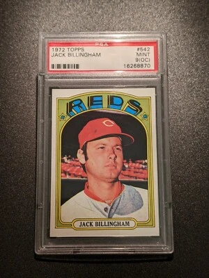 Béisbol vintage Topps Jack Billingham 1972 PSA 9 OC Mint Reds #542 Foto 1 de 2