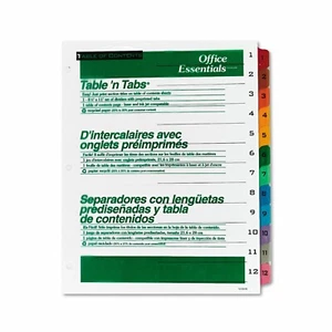 Office Essentials Table'n Tabs Colored Dividers 12-Tab Letter 11673 97018(DR4M11 - Picture 1 of 3