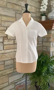 Vintage White Stag Short Sleeve White Blouse S 4-6 - Imagen 1 de 11