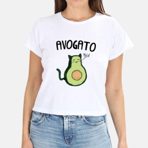 Womens Avogato Funny T Shirt Funny Cat Lover Avogado Cat Cute Face - Picture 1 of 6