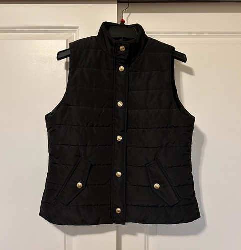 Nuovo! Michael Kors Gilet Trapuntato Nero Medio Puffer Giacca Snap Donna $135